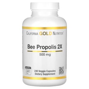 California Gold Nutrition Bee Propolis 2X Potency, Concentrated Extract 500 mg, Equivalent to 1000 mg of Natural Propolis, Support Immune Health & Vitality*, 240 Veggie Capsules