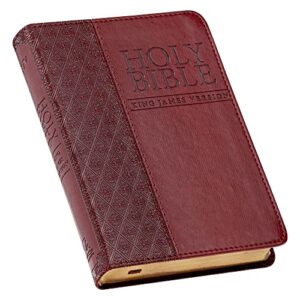 kjv holy bible, compact faux leather red letter edition - ribbon marker, king james version, saddle tan