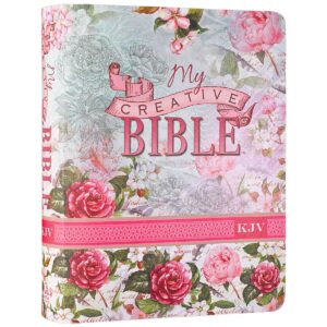 kjv holy bible, my creative bible, faux leather flexcover - ribbon marker, king james version, pink floral