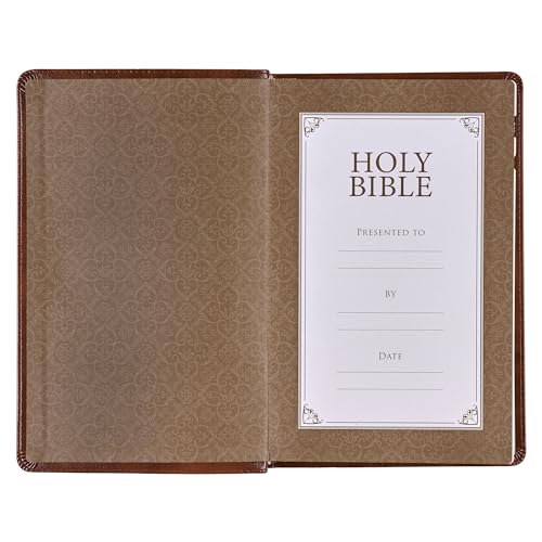 KJV Holy Bible, Standard Size Faux Leather Red Letter Edition Thumb Index & Ribbon Marker, King James Version, Medium Brown