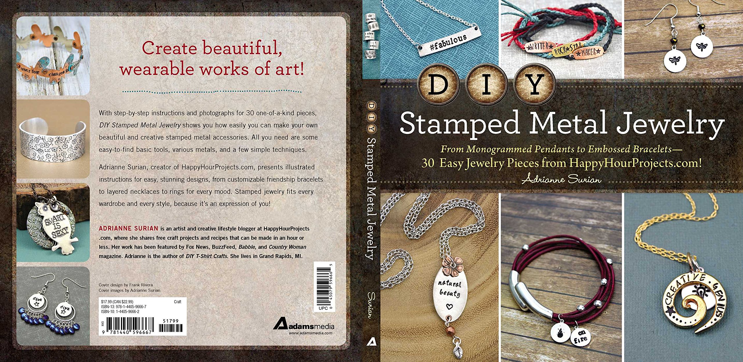 DIY Stamped Metal Jewelry: From Monogrammed Pendants to Embossed Bracelets--30 Easy Jewelry Pieces from HappyHourProjects.com!