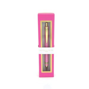 Graphique Glitter All the Way Deluxe Pen w/Gold-Trimmed Presentation Box - Glittery Pink Pen with Comfortable Finger Grooves, Makes a Beautiful, Unique Gift