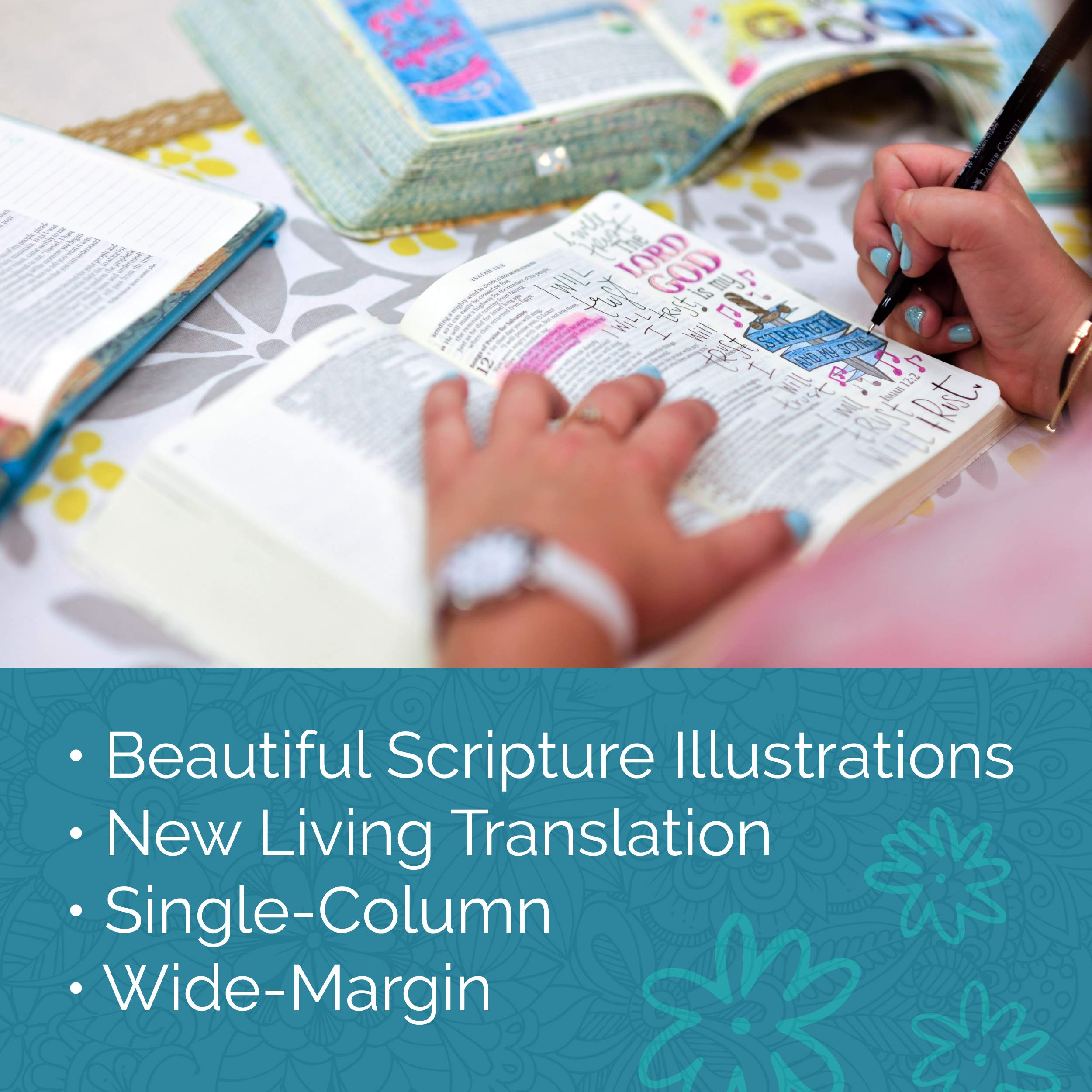 Tyndale NLT Inspire Bible (Hardcover, Aquamarine): Journaling Bible with Over 400 Illustrations to Color, Coloring Bible with Creative Journal Space - Religious Gift that Inspires Connection with God