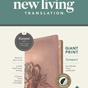 NLT Compact Giant Print Bible, Filament-Enabled Edition (LeatherLike, Rose Metallic Peony, Indexed, Red Letter)