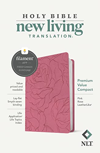 NLT Premium Value Compact Bible, Filament-Enabled Edition (LeatherLike, Pink Rose)