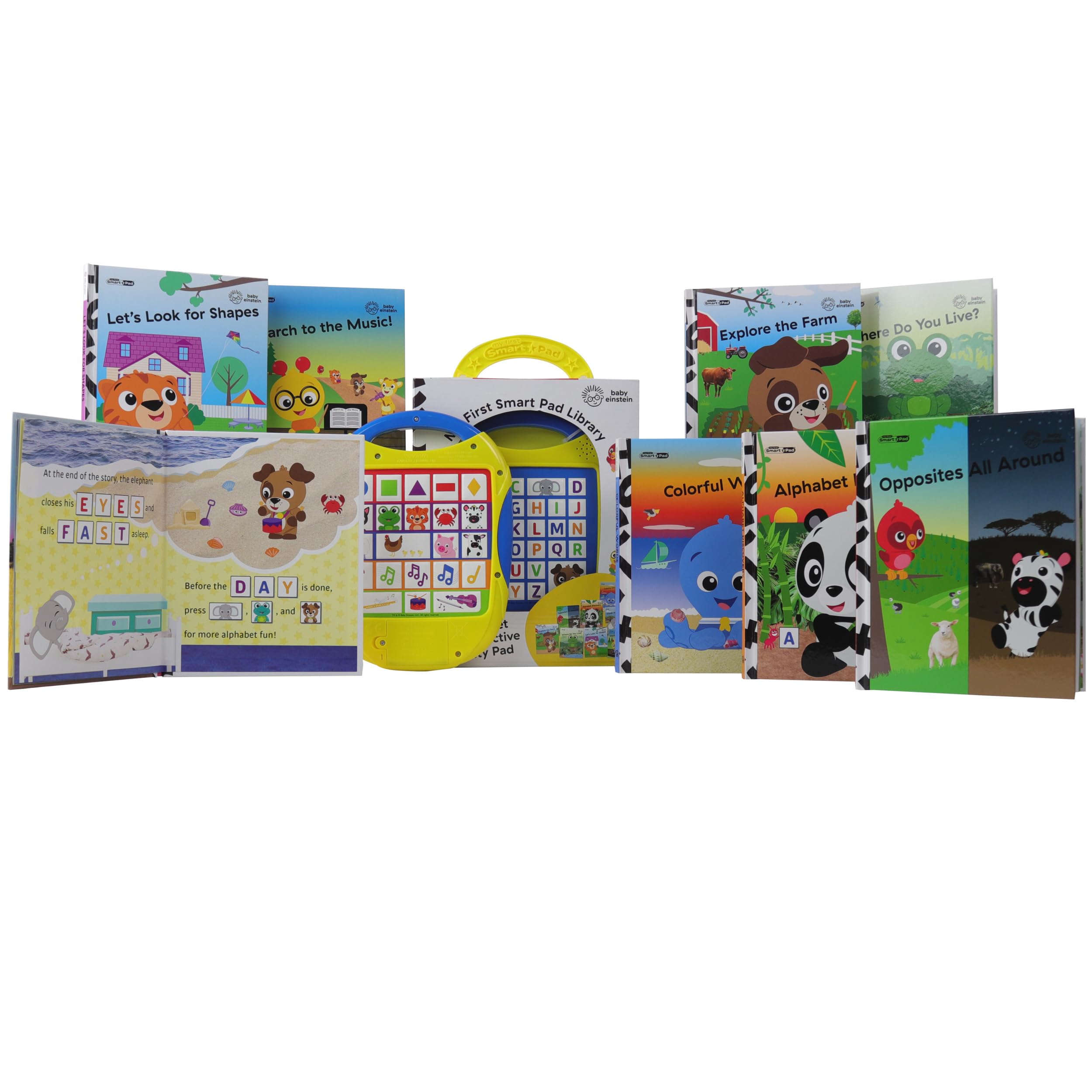 Baby Einstein - My First Smart Pad Library Electronic Activity Pad and 8-Book Library - PI Kids