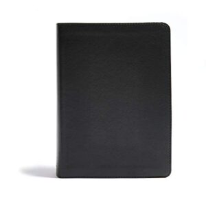 csb he reads truth bible, black leathertouch, black letter, wide margins, journaling space, illustrations, reading plans, single-column, easy-to-read bible serif type