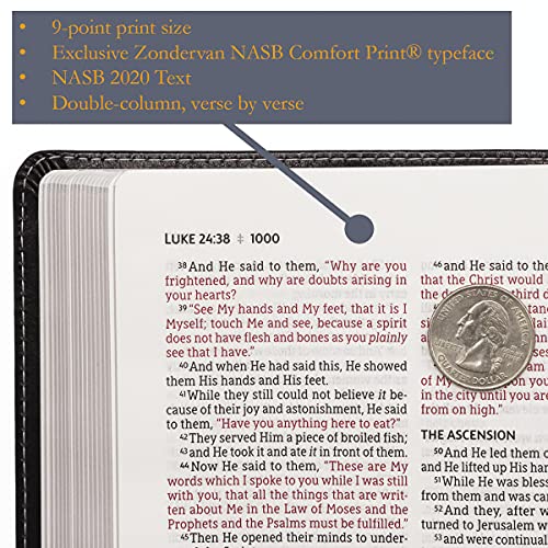 NASB, Thinline Bible, Leathersoft, Black, Red Letter, 2020 Text, Comfort Print