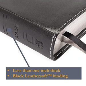 NASB, Thinline Bible, Leathersoft, Black, Red Letter, 2020 Text, Comfort Print