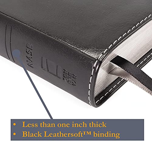 NASB, Thinline Bible, Leathersoft, Black, Red Letter, 2020 Text, Comfort Print