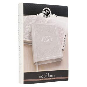 KJV Holy Bible, Thinline Large Print Faux Leather Red Letter Edition Thumb Index & Ribbon Marker, King James Version, White