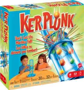 mattel games kerplunk kids game, family game for kids & adults with simple rules, don't let the marbles fall for 2-4 players