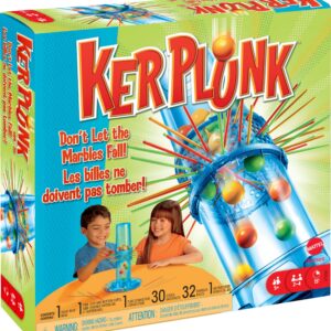 Mattel Games KerPlunk Kids Game, Family Game for Kids & Adults with Simple Rules, Don't Let the Marbles Fall for 2-4 Players