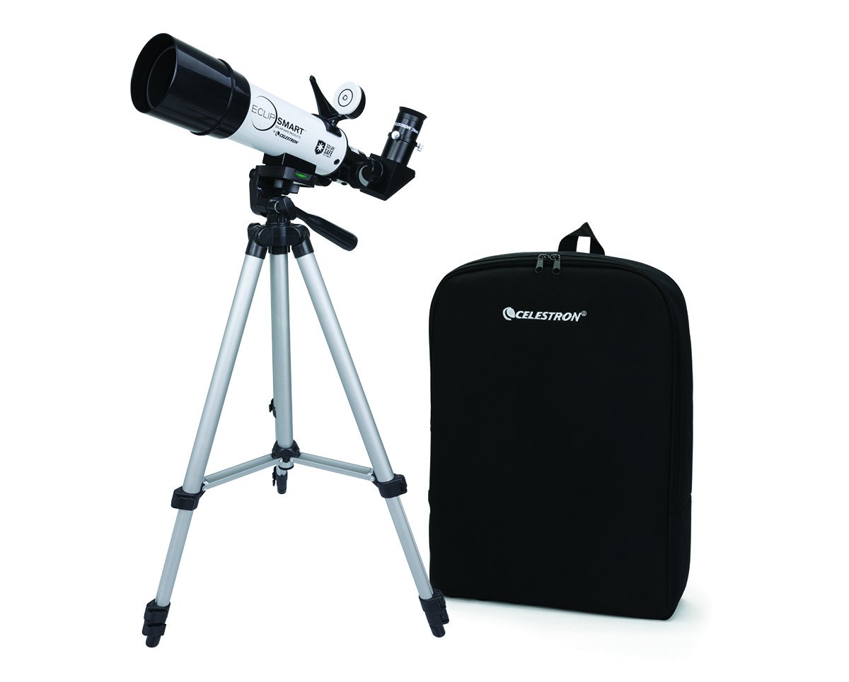 Celestron – EclipSmart Safe Solar Eclipse Telescope – 50MM Refractor – Meets ISO 12312-2:2015(E) Standards – Observe Solar Eclipses & Sunspots – Permanently Attached Solar Safe Filter & Finderscope