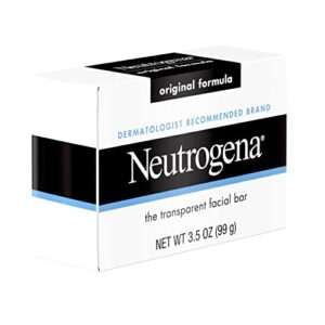 Neutrogena Original Amber Bar Facial Cleansing Bar with Glycerin, Clean-Rinsing, Transparent Face Soap, Free of Harsh Detergents, & Dyes, 3.5 oz