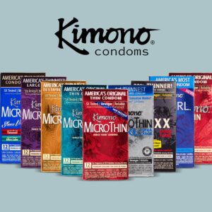 Kimono MicroThin Condoms - Premium Lubricated Natural Latex Condoms, Thinnest Condoms, Vegan-Friendly, No Latex Odor - Thin, Strong, and Extra Sensitive - Pack of 24