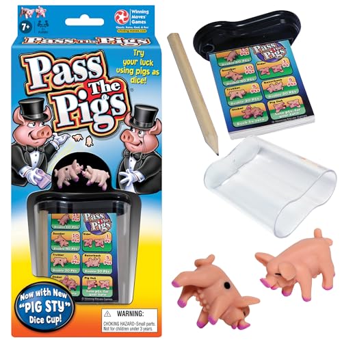 Pass The Pigs by Winning Moves Games USA, a Hilarious Pig Dice Game, Family Favorite for Over 40 Years, for 2 or more Players, Ages 7+ (1046)