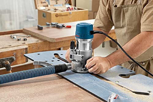 BOSCH 1617EVSPK Wood 12 Amp Router Tool Combo Kit - 2.25 Horsepower Plunge Router & Fixed Base with a Variable Speed Motor