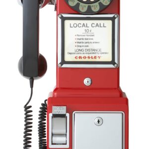 Crosley CR56-RE 1950's Payphone with Push Button Technology, Red