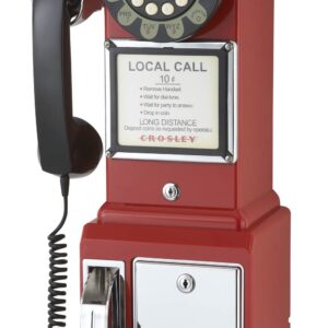 Crosley CR56-RE 1950's Payphone with Push Button Technology, Red