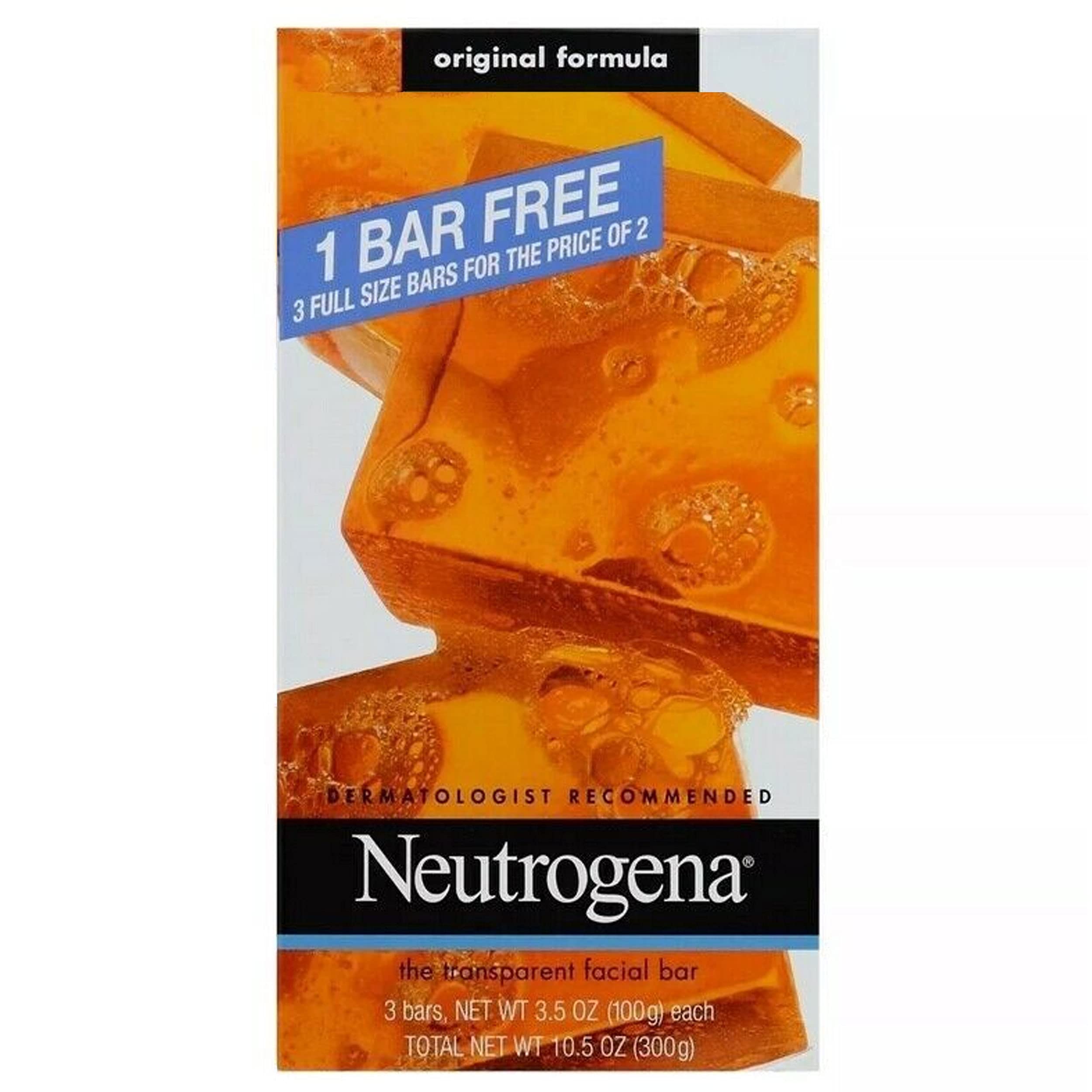 Neutrogena Transparent Facial Bar Bonus Pack, Original Formula - 3 ea