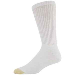 GOLDTOE Men's 656s Cotton Crew Athletic Socks, Multipairs, White (6-Pairs), Large