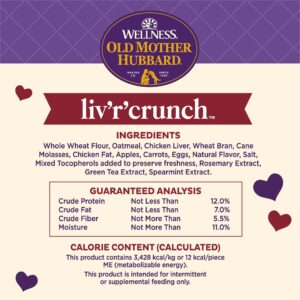 Old Mother Hubbard by Wellness Classic Liv'R'Crunch Natural Dog Treats, Crunchy Oven-Baked Biscuits, Ideal for Training, 20 ounce bag