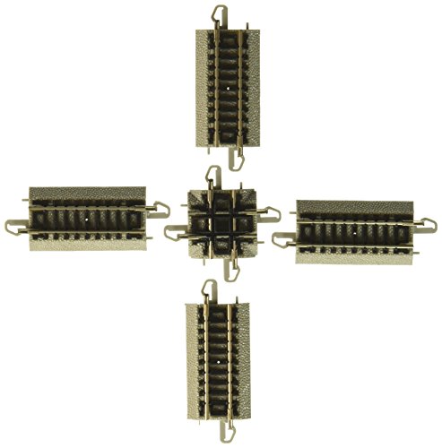 Bachmann Trains - Snap-Fit E-Z TRACK 90 DEGREE CROSSING (1/card) - NICKEL SILVER Rail With Grey Roadbed - N Scale, 8