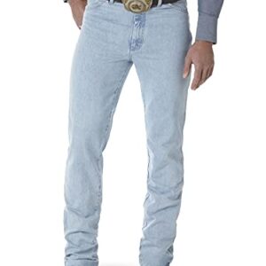 Wrangler Men's Cowboy Cut Slim Fit Jean, Gold Buckle Bleach, 32W x 34L