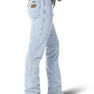 Wrangler Men's Cowboy Cut Slim Fit Jean, Gold Buckle Bleach, 32W x 34L