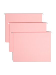 smead standard hanging file folders, 25 count, pink, 1/5-cut adjustable tabs, letter size (64066)