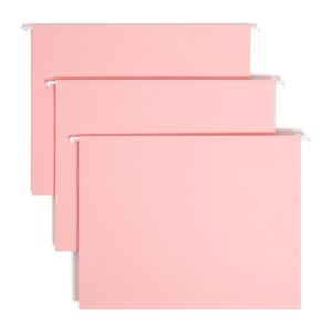 Smead Standard Hanging File Folders, 25 Count, Pink, 1/5-Cut Adjustable Tabs, Letter Size (64066)