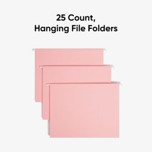 Smead Standard Hanging File Folders, 25 Count, Pink, 1/5-Cut Adjustable Tabs, Letter Size (64066)