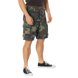 rothco paratrooper mens cargo shorts woodland camo size large