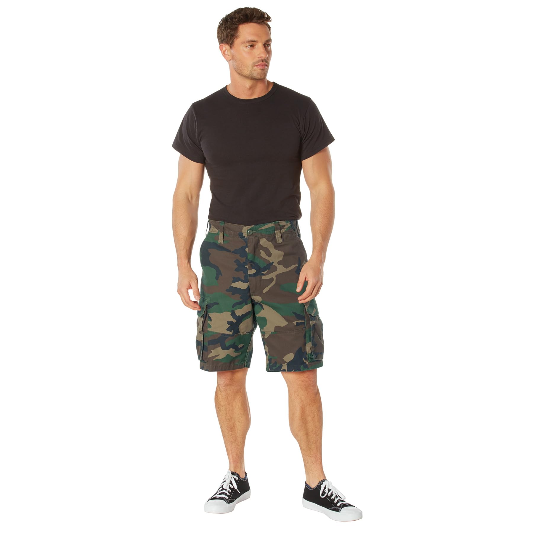 ROTHCO Paratrooper Mens Cargo Shorts Woodland Camo size Large