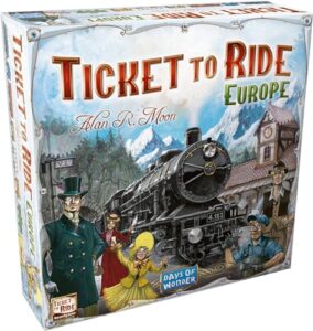 ticket to ride europe board game - embark on a railway adventure across the continent! fun family strategy game for kids & adults, ages 8+, 2-5 players, 30-60 min playtime, made by days of wonder