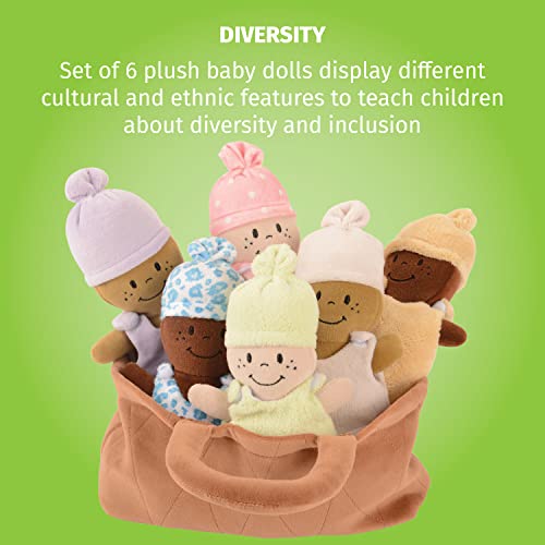 Creative Minds Basket of Babies Soft Baby Dolls, Sensory Toys, Multicultural, Diversity, Inclusion and Social Emotional Learning, Baby Toys for All Ages, Set of 6 Plush Dolls, Multicolor