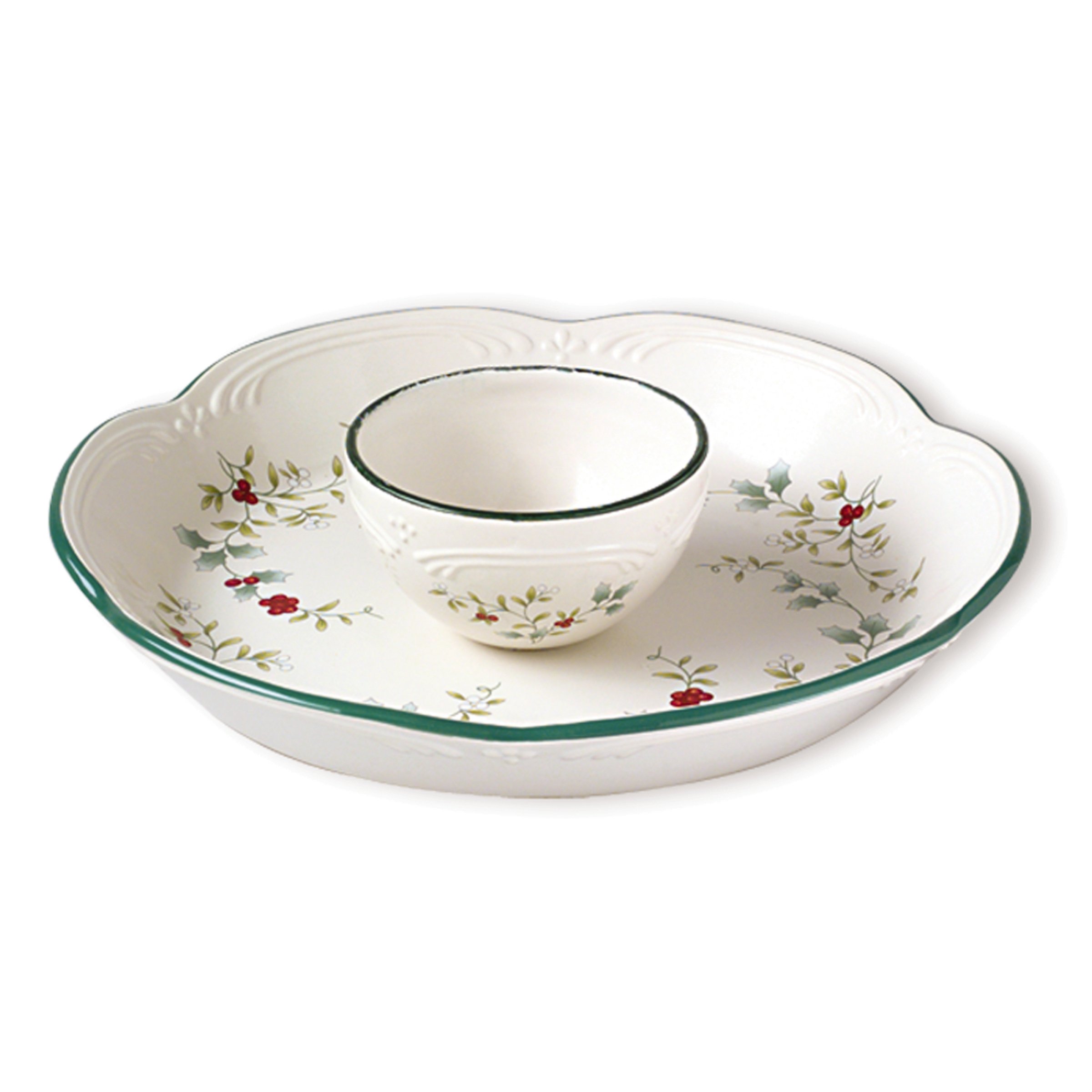 Pfaltzgraff Winterberry Round Chip and Dip Dinnerware Set, 14 inches, Assorted