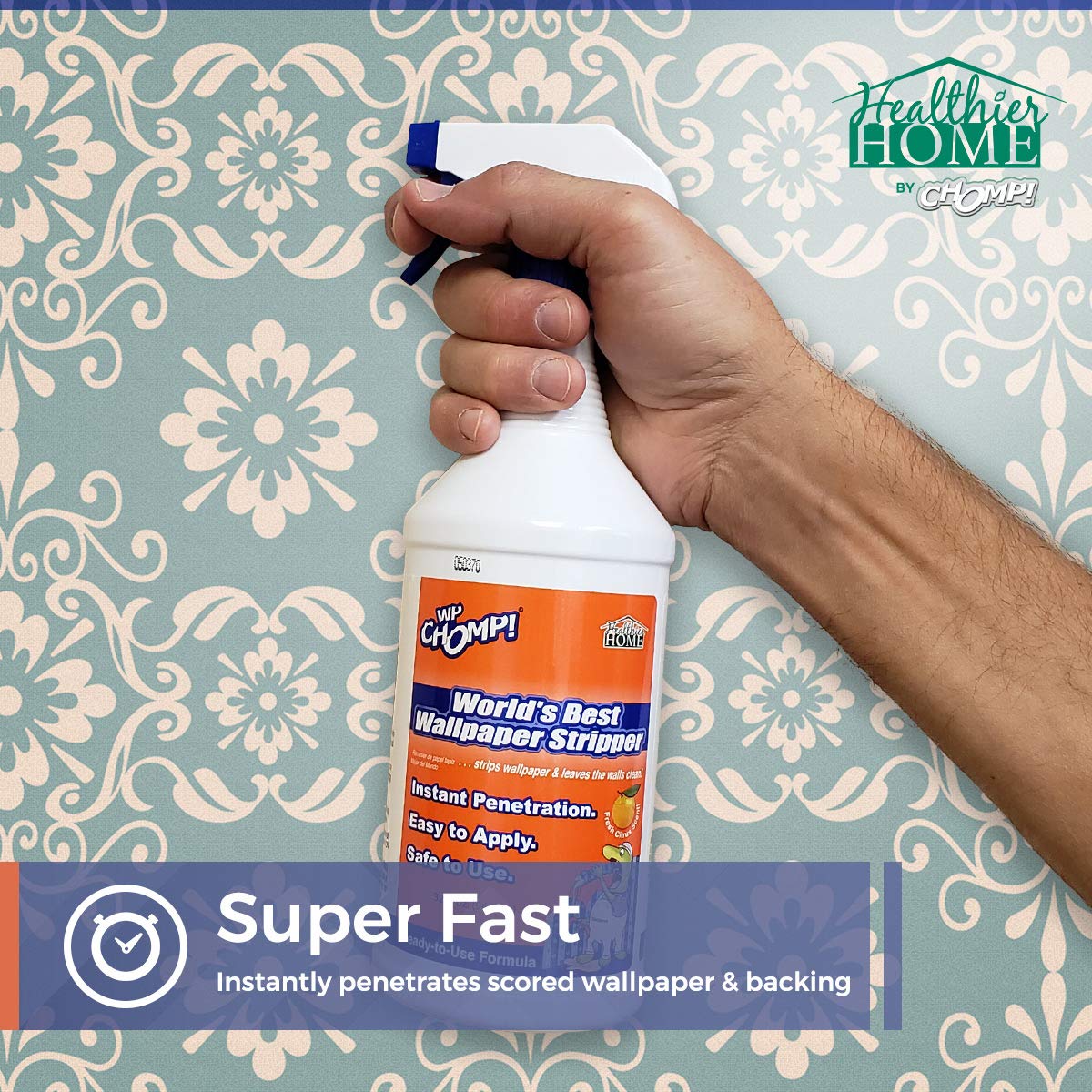 WP Chomp World’s Best Wallpaper Stripper: and Sticky Paste Remover, Citrus Scent 32oz.trigger