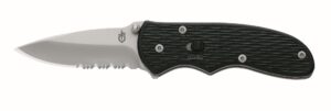 gerber gear mini-fast draw pocket knife - 2.1" serrated blade assisted opening folding knife - edc gear and equipment - stainless steel