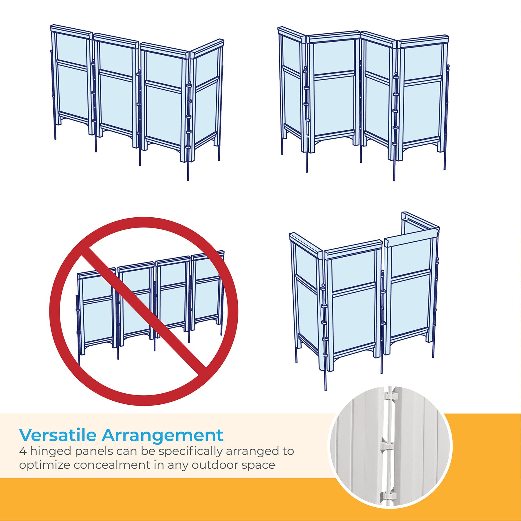 Suncast 4 Panel Reversible Outdoor Screen Enclosure, 44" (H) x 23" (W) per, White