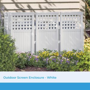 Suncast 4 Panel Reversible Outdoor Screen Enclosure, 44" (H) x 23" (W) per, White