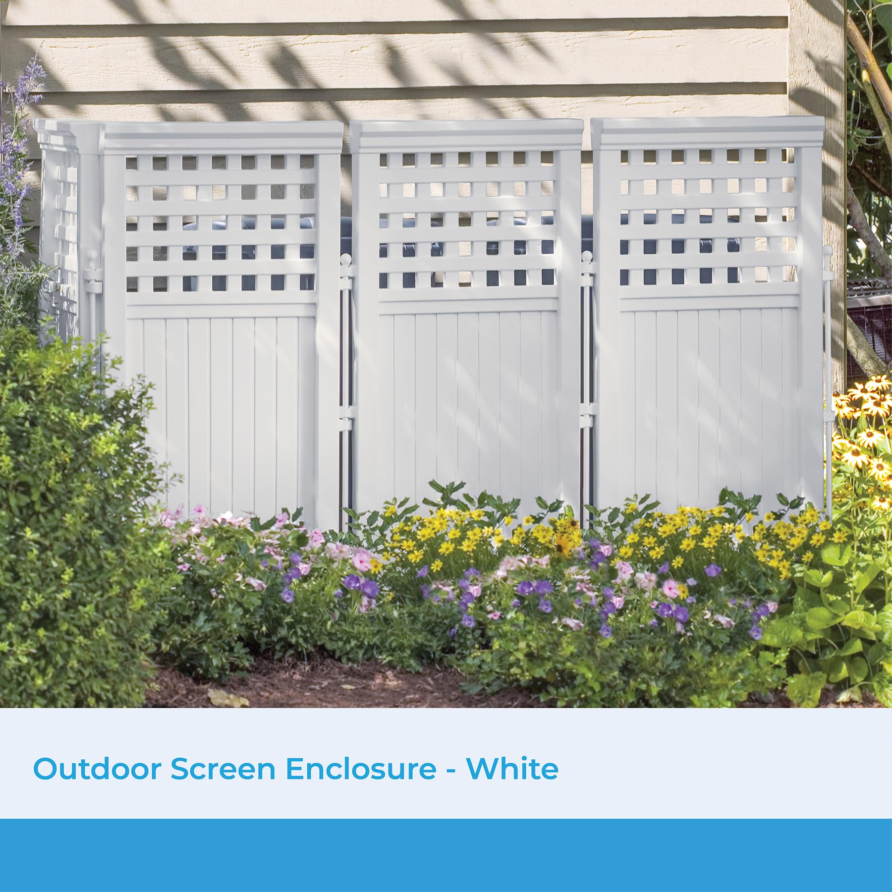 Suncast 4 Panel Reversible Outdoor Screen Enclosure, 44" (H) x 23" (W) per, White