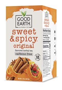 good earth herbal tea, sweet & spicy, caffeine free, packaging may vary, 18 count, pack of 6