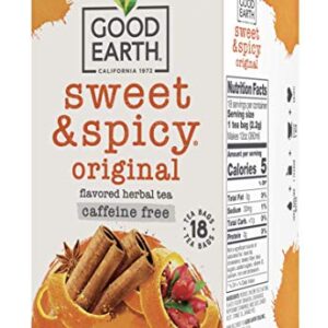 Good Earth Herbal Tea, Sweet & Spicy, Caffeine Free, Packaging May Vary, 18 Count, Pack of 6