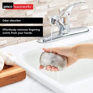 Amco Rub-a-Way Bar | Stainless Steel Odor Absorber | 4" x 2.25" | Dishwasher Safe | Kitchen & Outdoor Essential for Garlic, Onion, Fishing, and Hiking Odors