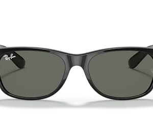 Ray-Ban RB2132 New Wayfarer Square Sunglasses, Black/G-15 Green, 52 mm