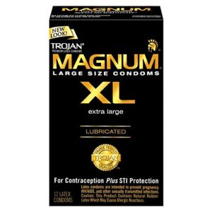 trojan magnum xl extra large latex condoms, lubricated, 12 count