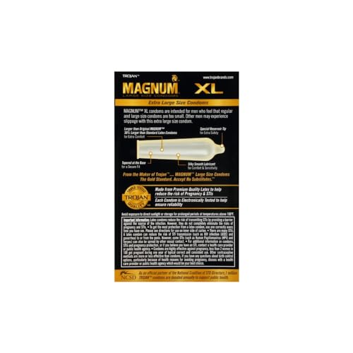 Trojan Magnum XL Extra Large Latex Condoms, Lubricated, 12 Count