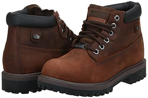 Skechers Men's Sargeants-Verdict Waterproof Boot Fashion, Dark Brown, 11